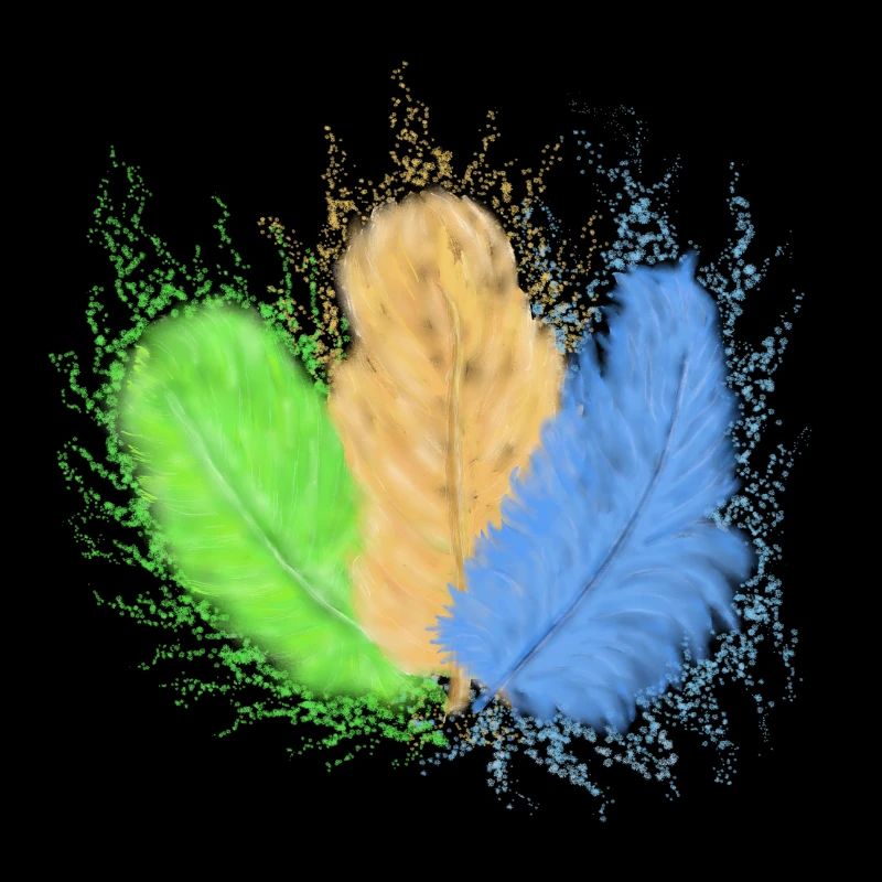 Feathers, colourfully mixed