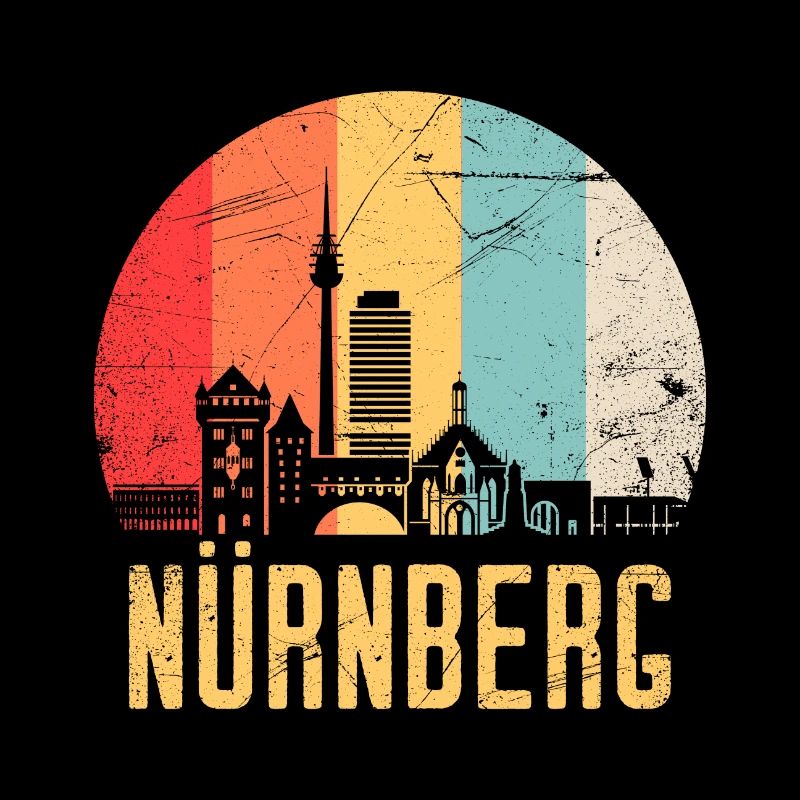 Nuremberg Skyline Silhouette 80s Retro Vintage