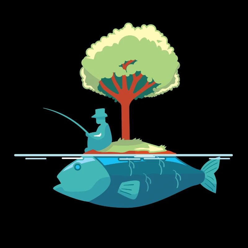 Fisherman angler tree fish art