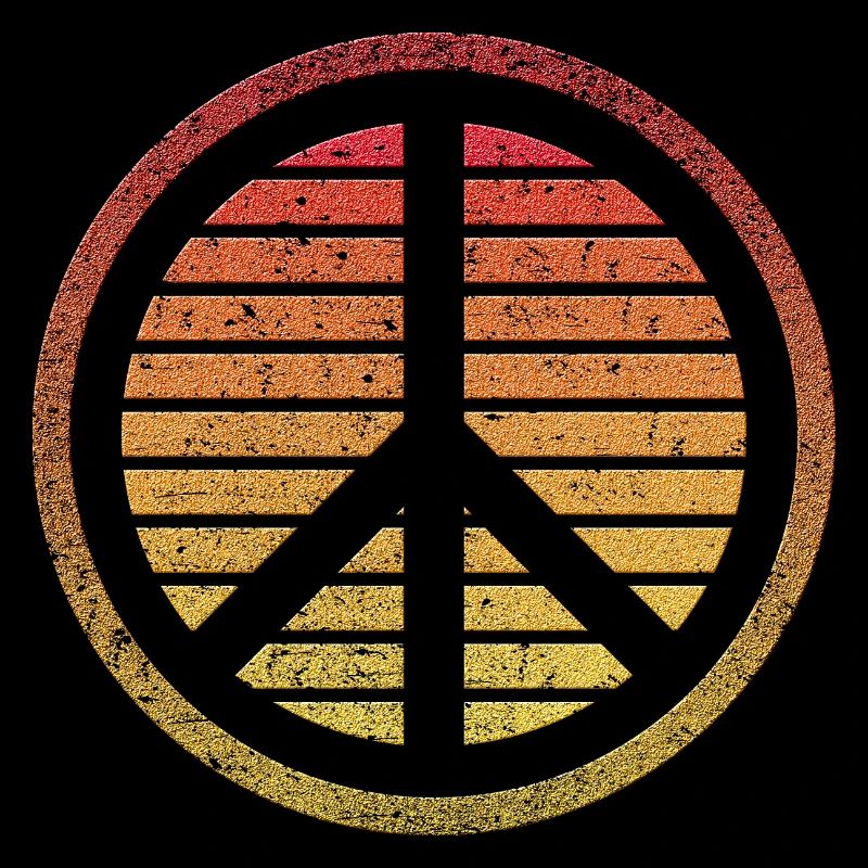 Peace Zeichen in Stein mit Retro Style Farben