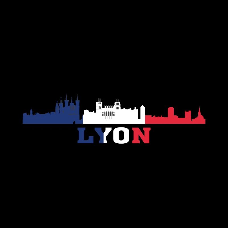 Lyon City Skyline France Landmark Map