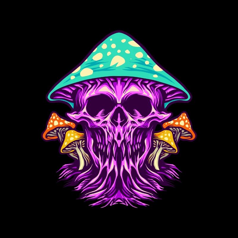 Champignons de crâne colorés effrayants zombie
