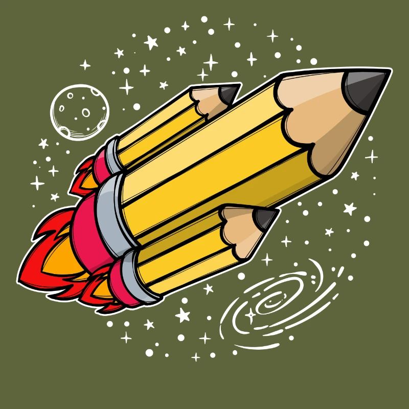 École début d’école crayon fusée lancement de l’école