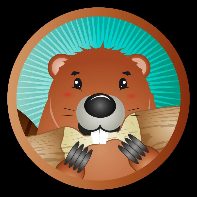 cute rodent patch - beaver nibbles on wood