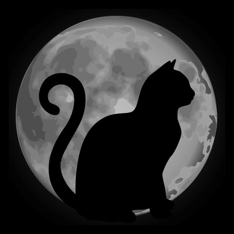Cute cat silhouette moon animal