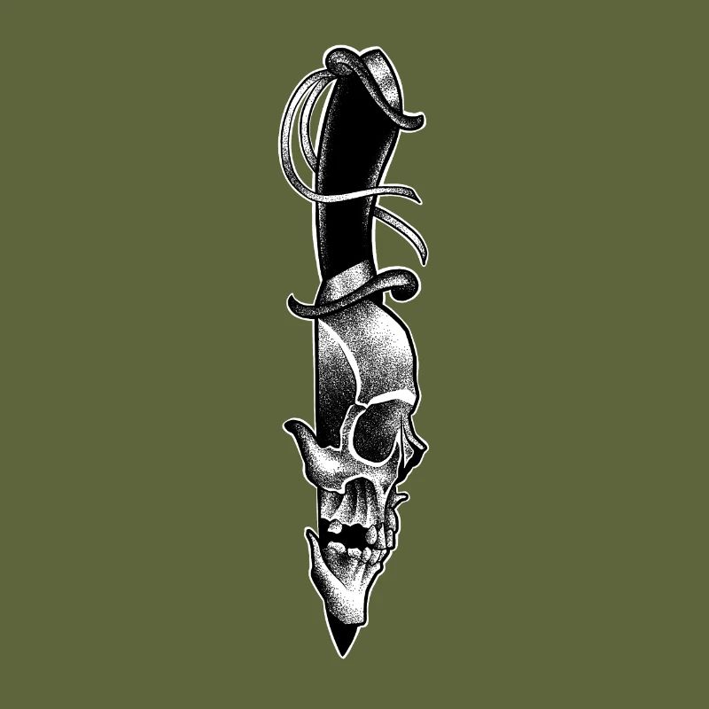 Skull in dotwork style knife