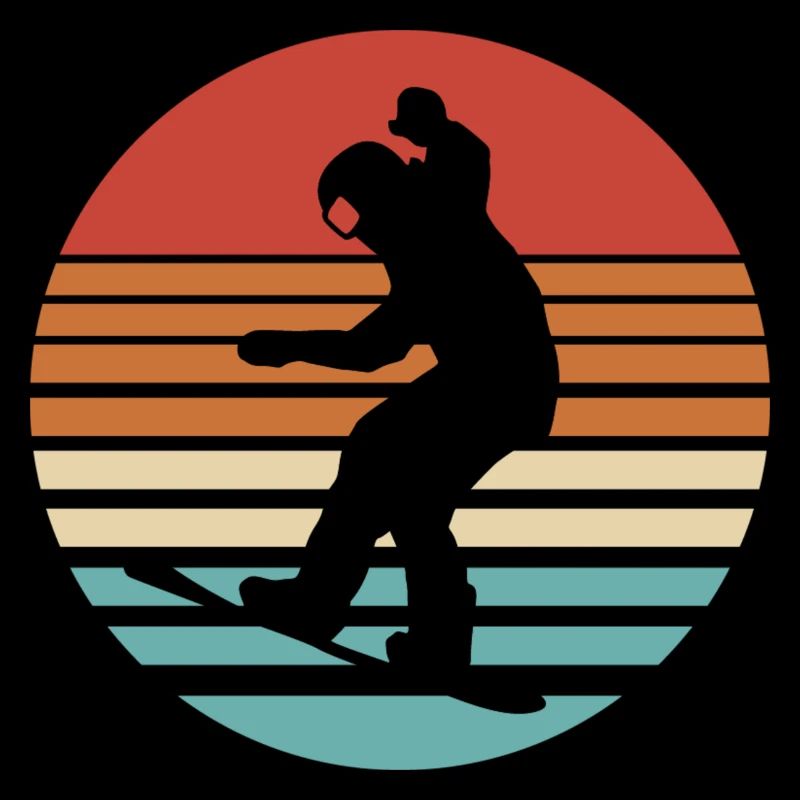 Design rétro de snowboard – Sun Circle Silhouette