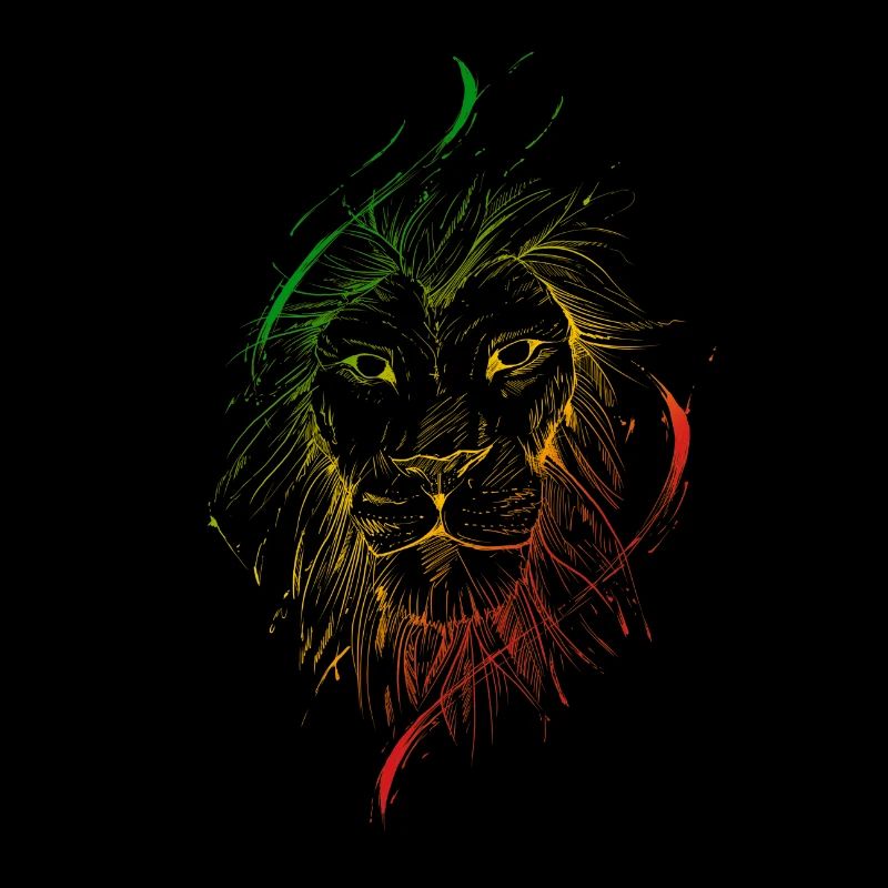 Vert jaune rouge drapeau Tête de lion sketchy