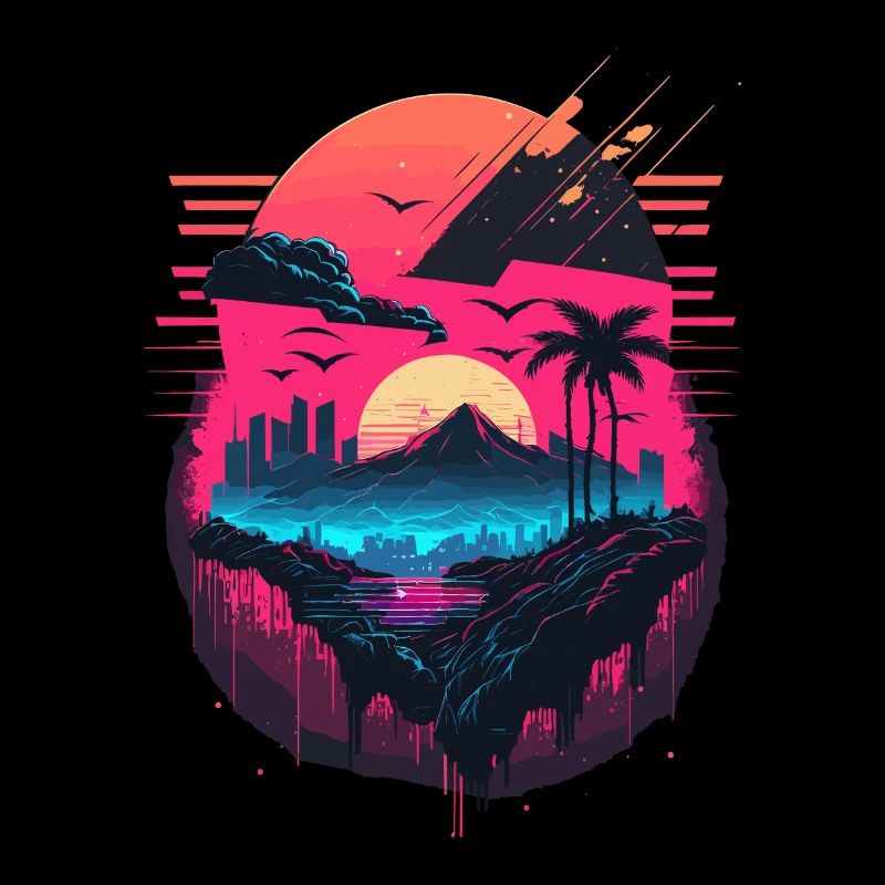 Synthwave Sonnenuntergang