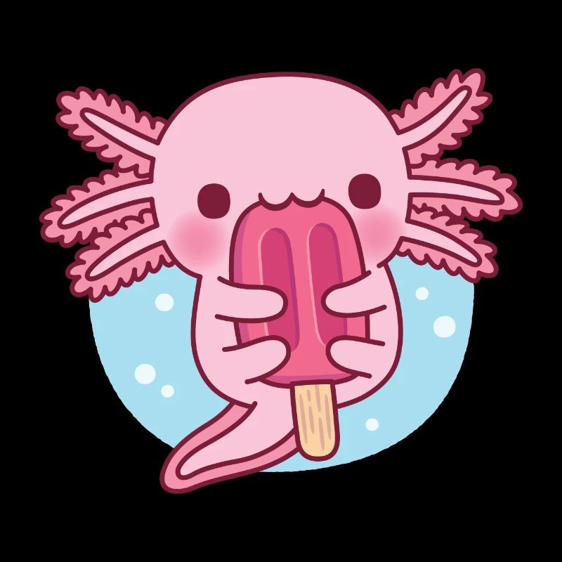 Mignon Axolotl mangeant de la glace