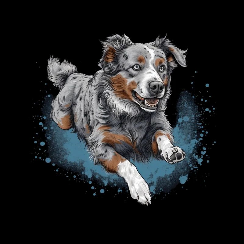 Australian-shepherd Dock-Diving into Water