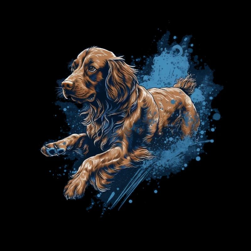 Irish-setter Dock-Diving into Water