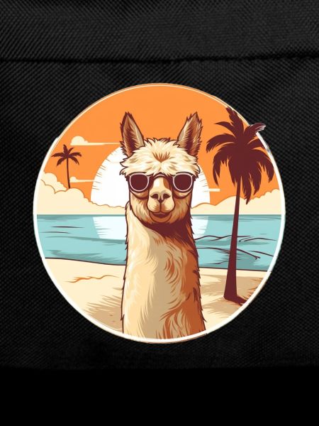 Llama on the beach with sunglasses
