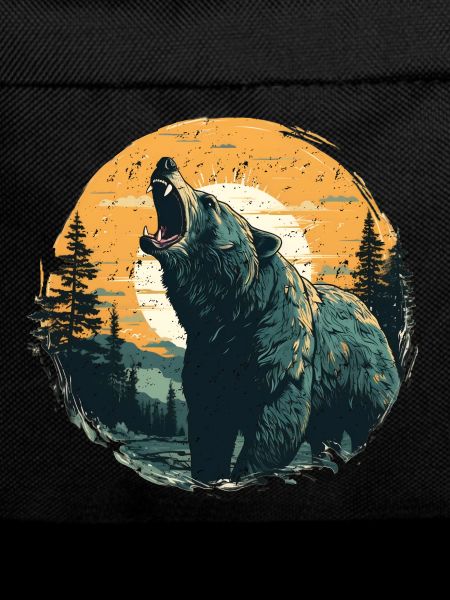 Grizzly in sundown retro style