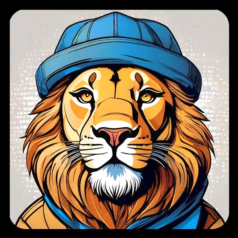 Lion cool avec chapeau