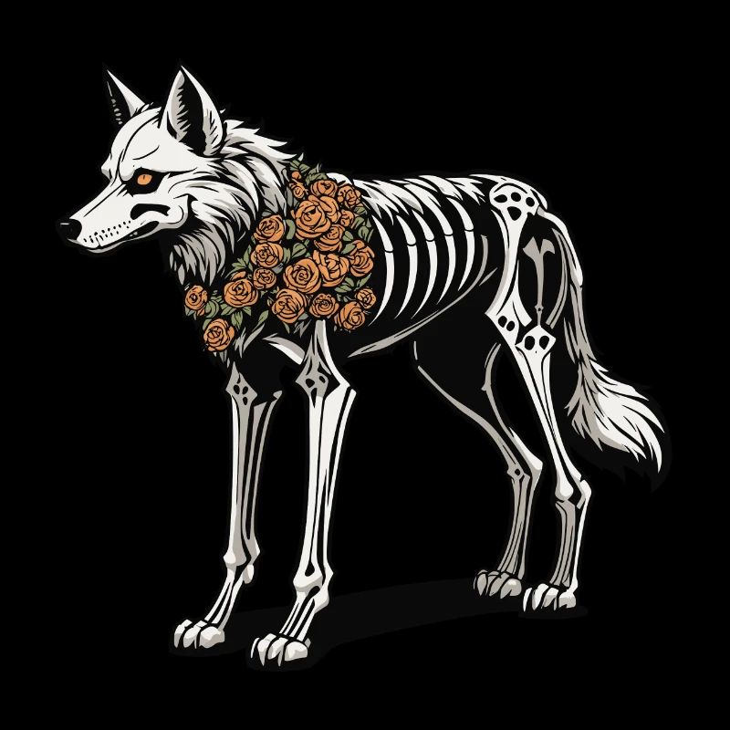 Wolf Skeleton Illustration