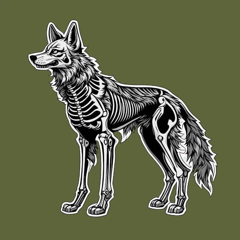 Wolf Skeleton Illustration