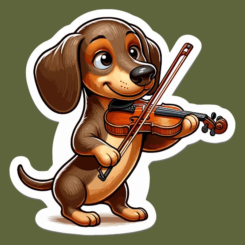 Teckel mignon jouant du violon