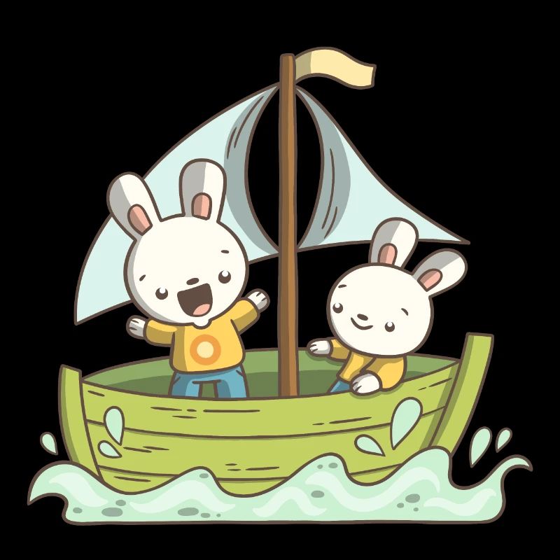 Zwei Hasen auf einem Boot