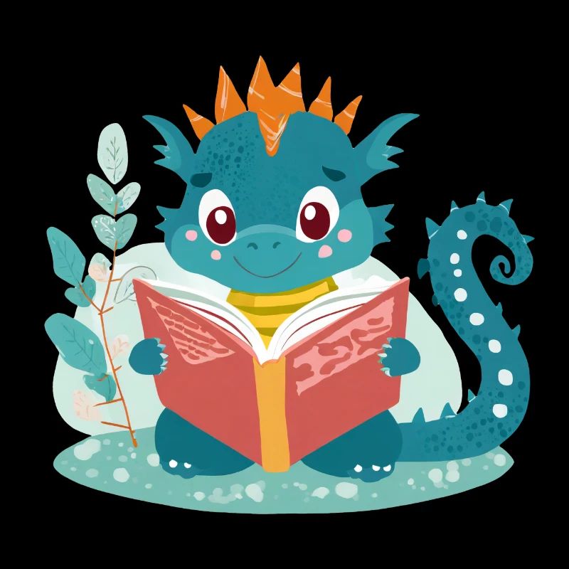 Little dragon with book