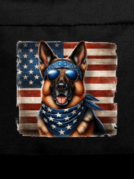 German Shepherd with USA Flag
