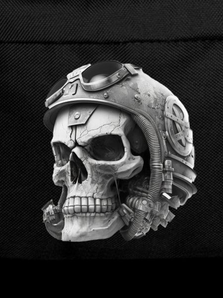 Skull with helmet