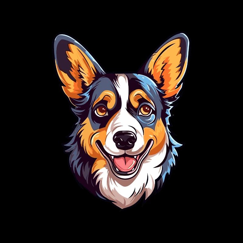 Strickjacke Welsh Corgi Hunderasse Aquarell Karikatur