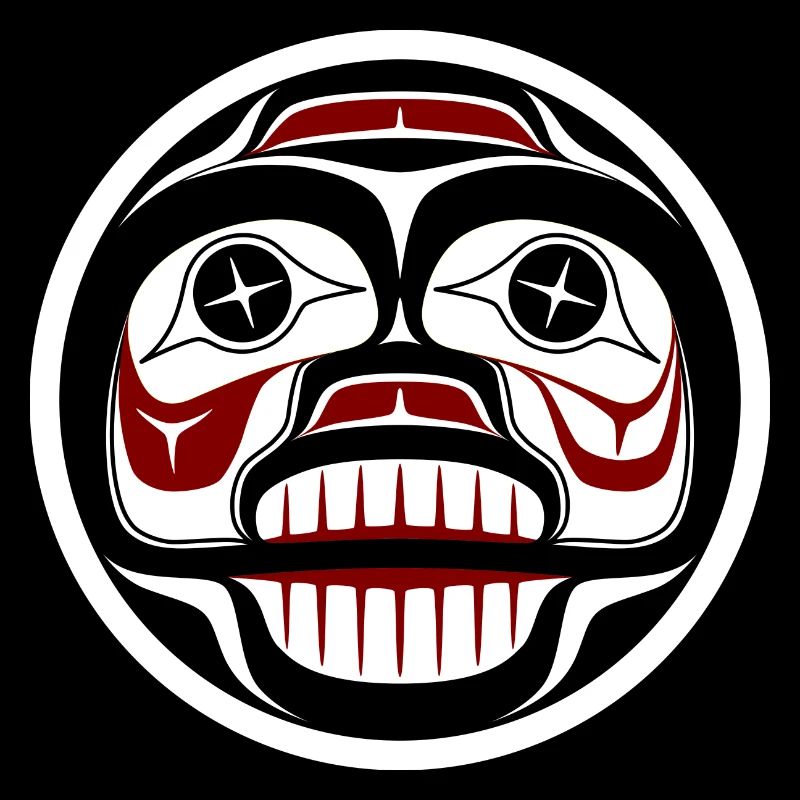 Indianer Rot Schwarz Haida Kunst Weinender Schädel