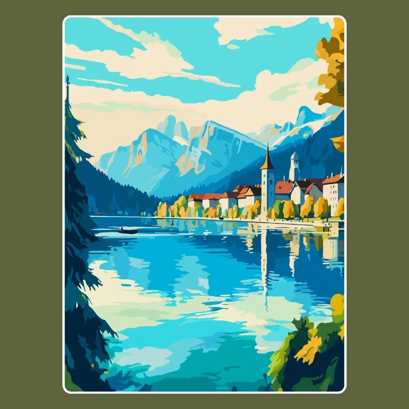 Lucerne Suisse Affiche de voyage vintage souvenir