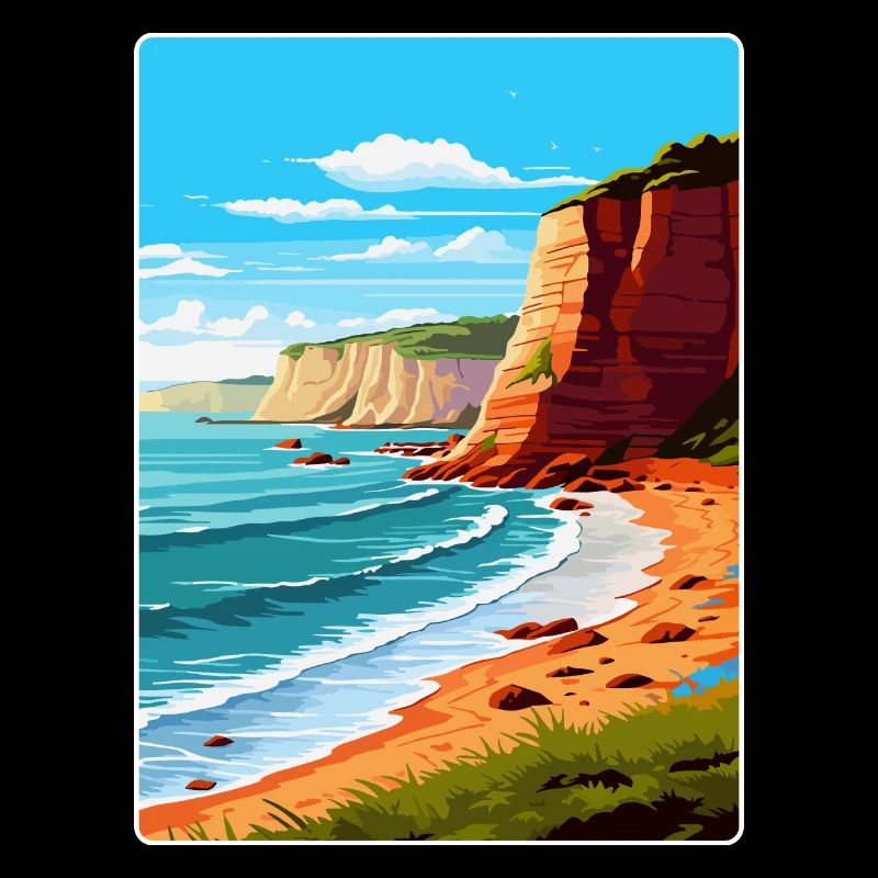 Affiche de voyage vintage Torquay Cliffs Angleterre Royaume-Uni