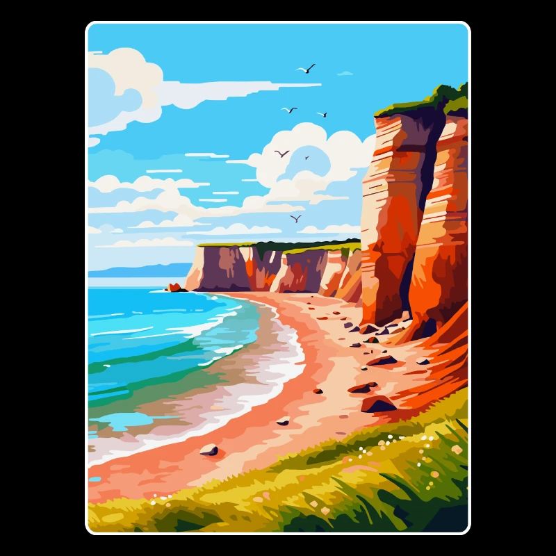 Affiche de voyage vintage Torquay Cliffs Angleterre Royaume-Uni