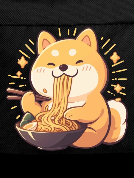 Dog eating Ramen