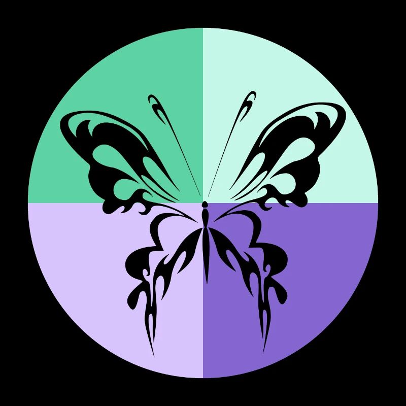 Quatuor de papillons Vert Violet