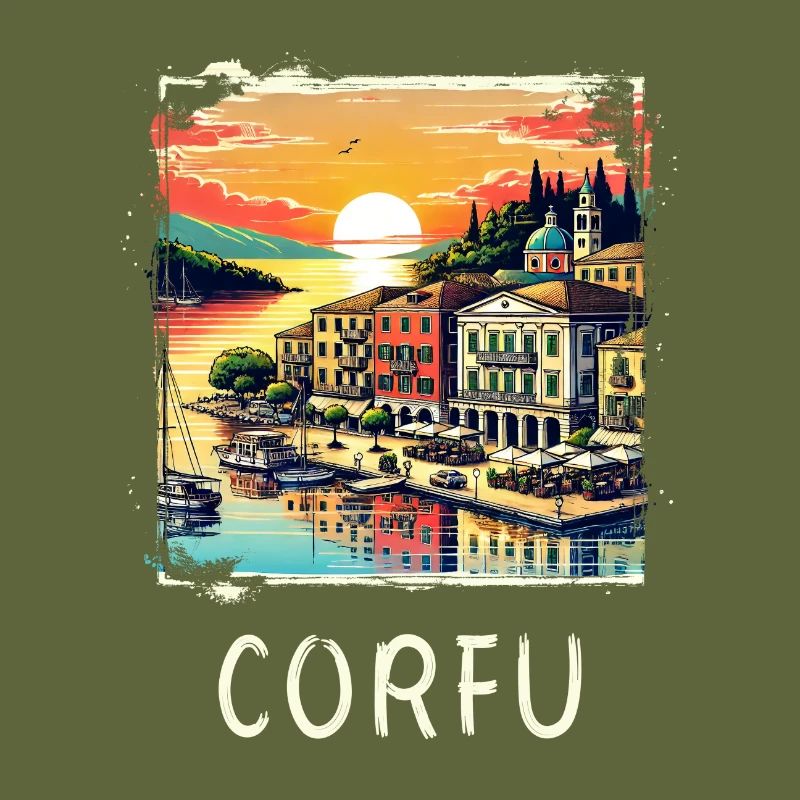 Corfu Greece panoramic design