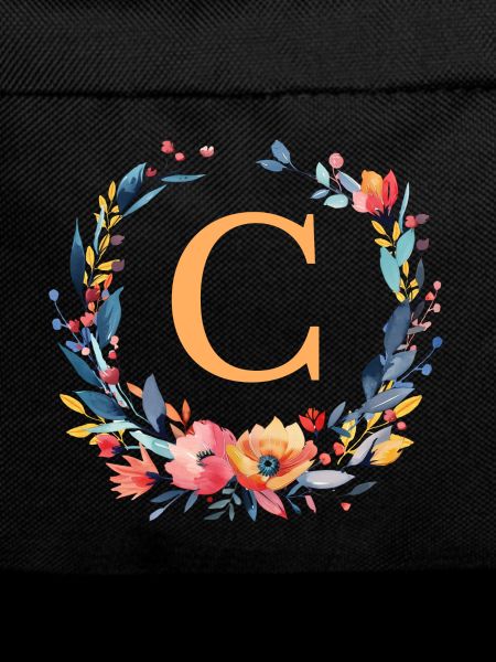 C Monogram, Flower Wreath, Personalizable