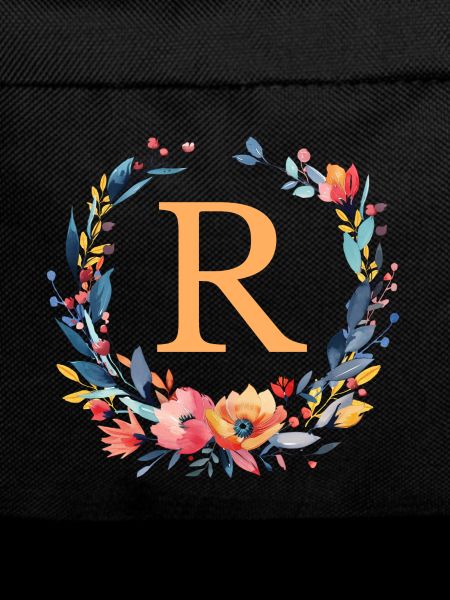 R Monogram, Flower Wreath, Personalizable