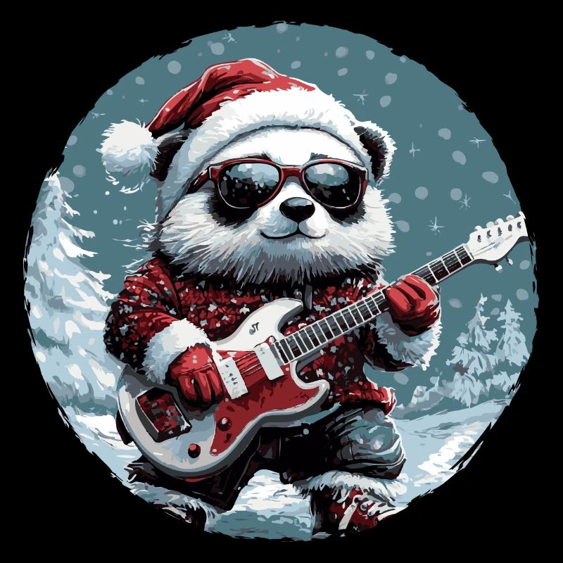 Panda Christmas Rocker Guitar