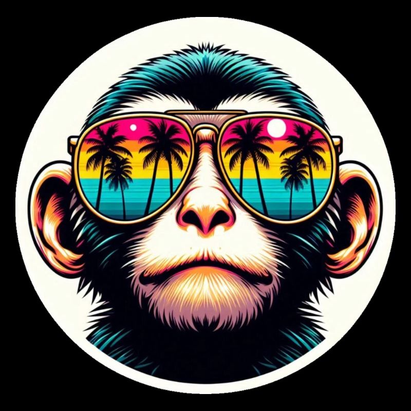 Monkey Glasses Palm Trees Colorful
