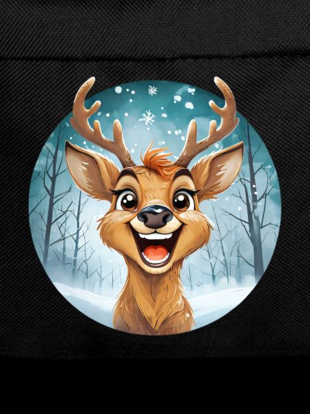 Festive reindeer, snowy winter landscape