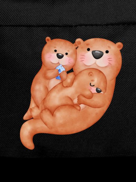 Cute otter family