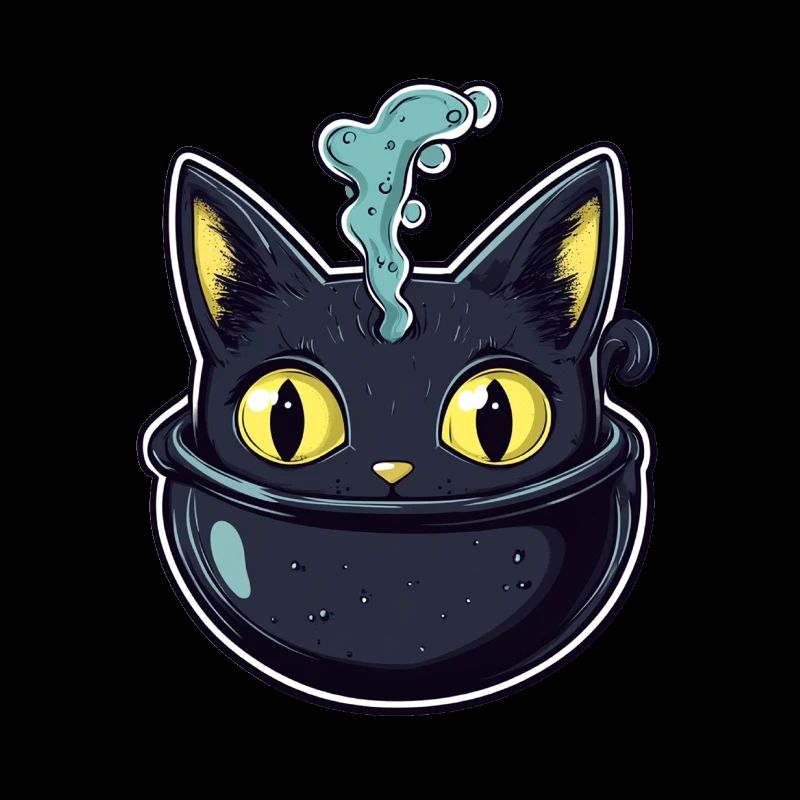 Chat Chaudron Chat Sorcière Halloween