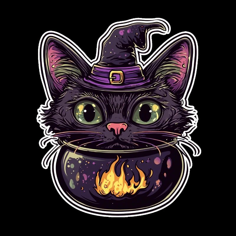 Chat Chaudron Chat Sorcière Halloween