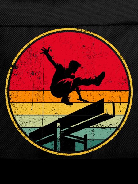 Retro Skater Silhouette on Sunset Stripes