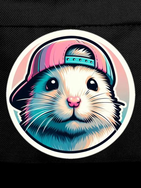 Hamster with cap in pastel