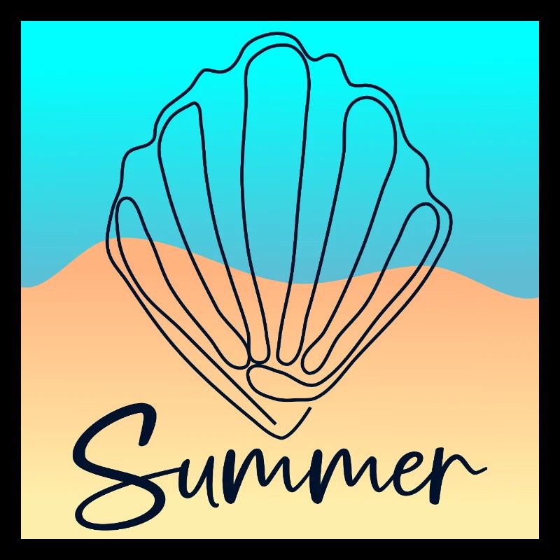 Line Art Seashell - Summer Beach