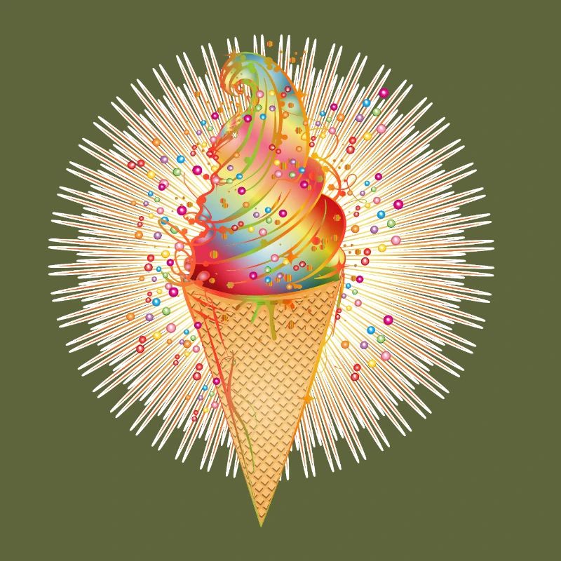 Fröhliches Softeis-Motiv mit Regenbogenfarben