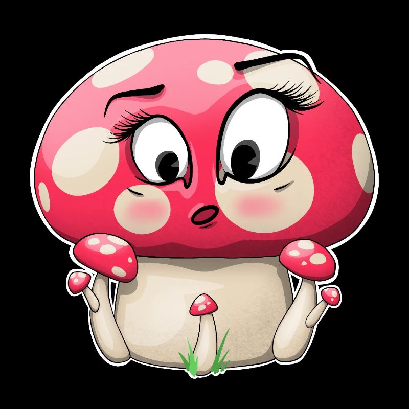 Cute Pink Mushroom Character Design