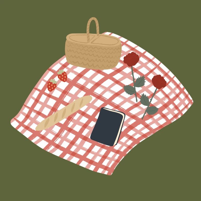 Rustic Picnic Scene Illustration