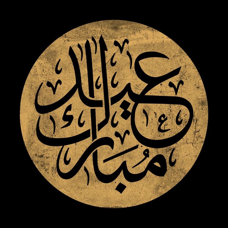 Eid al-Fitr, Islamic calligraphy on gold