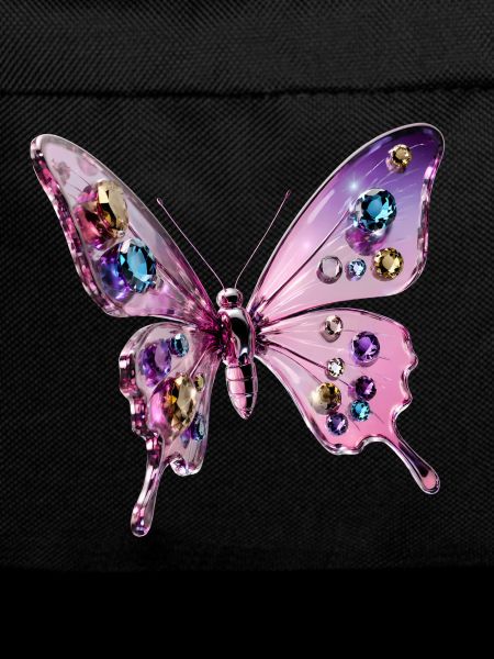 3d Glamour Butterfly - Chrome & Glitter